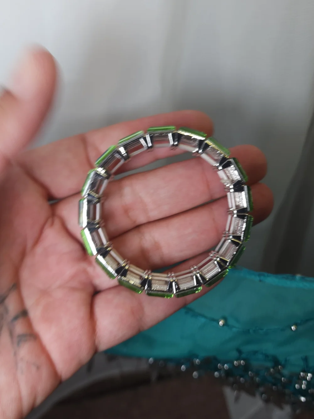 Green Crystal Stretch Bracelet